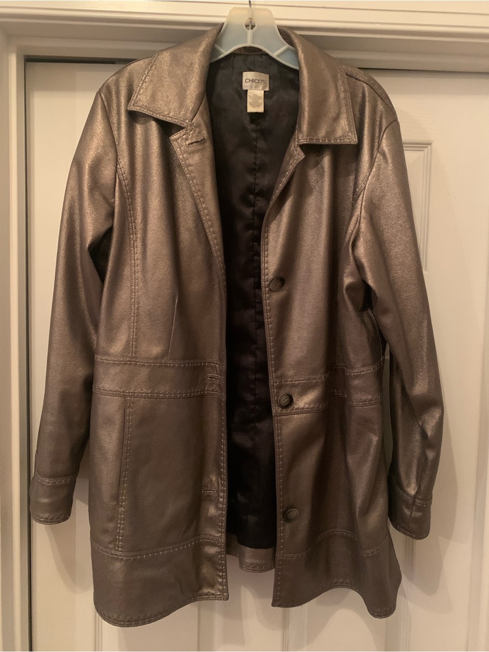 Chico's Hollywood Elle Metallic Bronze Leather-Look Jacket size 2.5 L 14